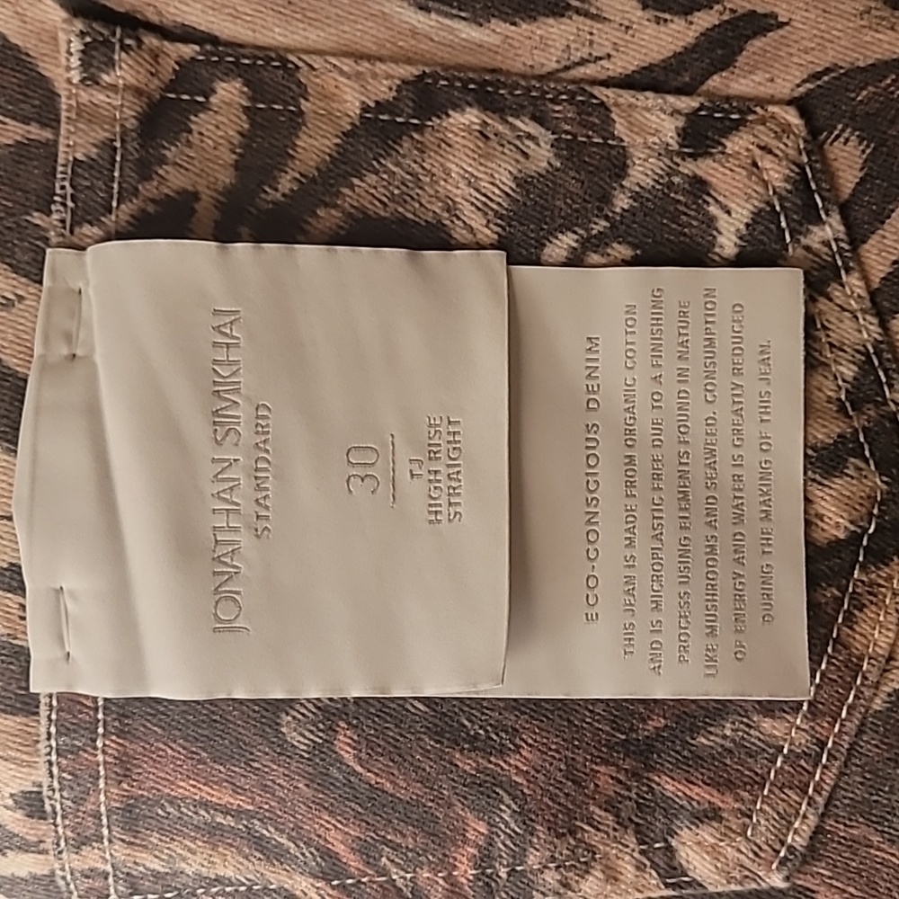 JONATHAN SIMKHAI HIGH RISE ANIMAL PRINT CROPPED JEANS BROWN SZ 30 - Picture 6 of 10
